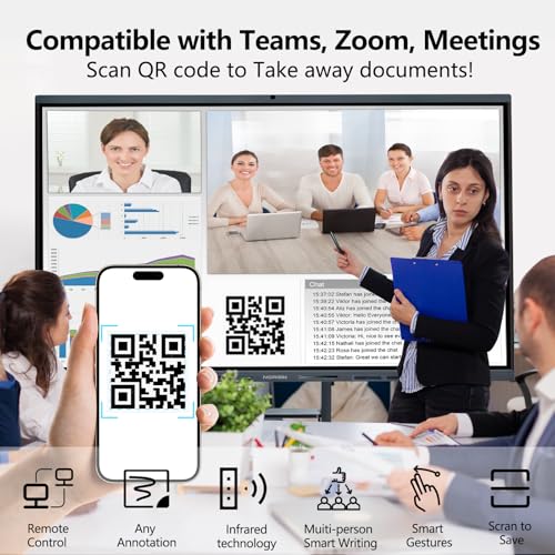 Image of 65 inch Smart Board Digital Whiteboard as 4K UHD Interactive Display Touchscreen,Android 13,8GB+128GB,20-Point Touch,Ideal for Business Meetings,Home Offices,and classrooms,Dual-System Support