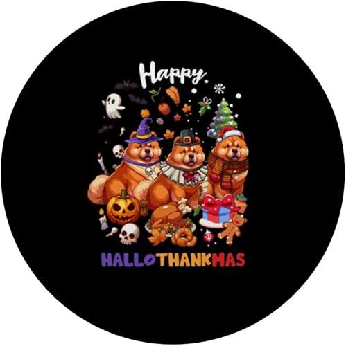 Miniatura 3 de Chow Chow Dog Christmas Happy Hallothankmas PopSockets Standard PopGrip