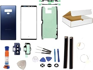 md0410 Screen Repair Kit Compatible with Samsung Galaxy Note 9 Model N960 Black Front Outer Glass Lens and Ocean Blue Back Glass Cover Replacement