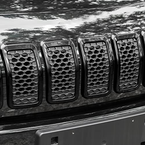 Image of JeCar Grille Inserts ABS Grill Cover Trim Kit Compatible with Jeep Cherokee 2019-2021 KL, Black