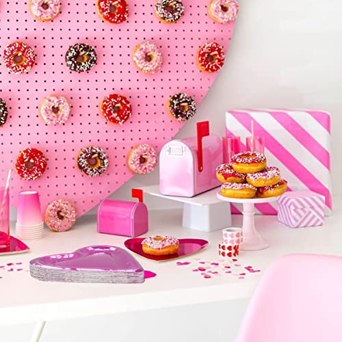 Cieovo 32 Pieces Pink Heart Shaped Paper Plates Disposable Party Plates Dinnerware Plates Decorative Tableware For Valentine's Day Mother's Day Wedding Birthday Party Supplies Decoration #TOP6
