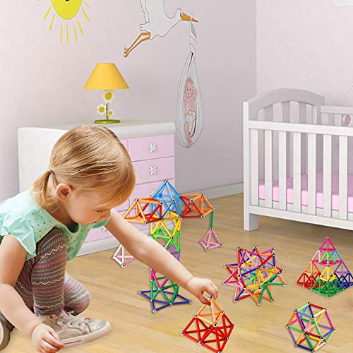 Elongdi Magnetic Building Blocks, [ 132 Pieces ] Lengthen Building Sticks Set, Magnet Stem Toys Set Non-Toxic Building 3D Puzzle Boys Toys For Kids And Adult #TOP6