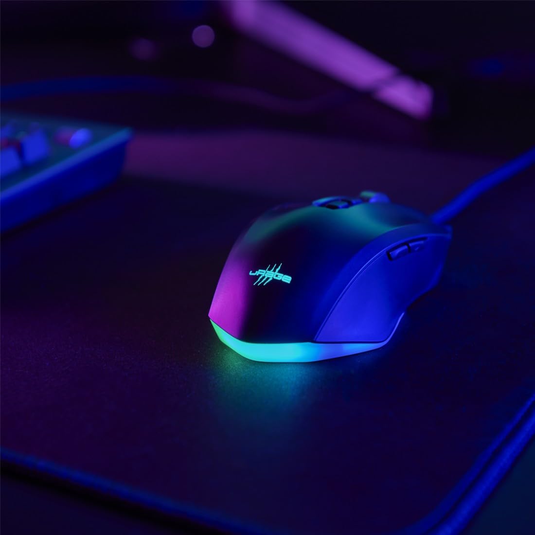 uRage Souris de Jeu « Reaper 800 8K » (Souris Filaire, capteur Pixart, 8 000 Hz, taux de Polling 8000 Hz, 11 Touches programmables, commutateurs TTC Golden 80 Millions de clics, câble Amovible, RVB