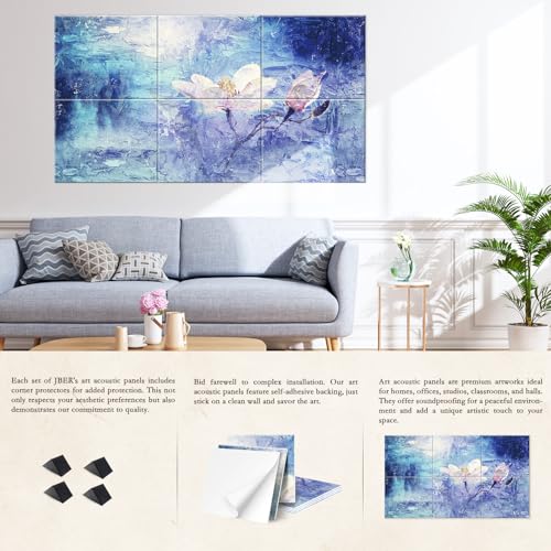 Image of JBER 6 Pack Art Acoustic Panels 47.2 inch x 27 inch, Soundproof Wall Art, Magnolia