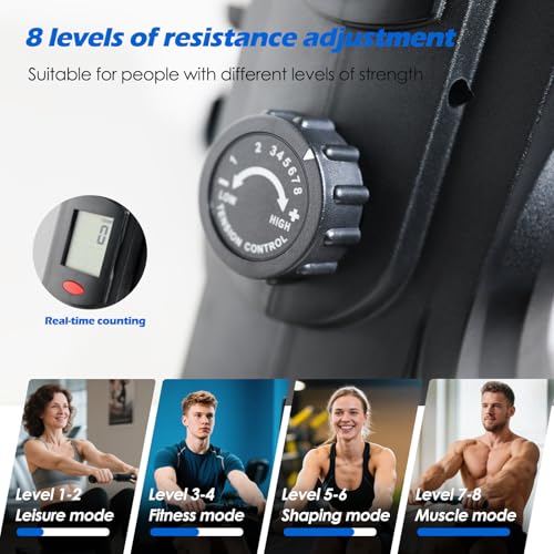 rameur Pliable,Entraînement du Corps Entier, Faible Impact, 2 en 1 Navigation et pédales, Faible encombrement,Poids Maximum jusqu'à 150 kg. – Image 6