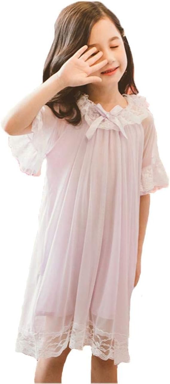 Amazon ルームウェア ネグリジェ ワンピース ガールズ プリンセス パジャマ ナイトウェア ナイトドレス 子供パジャマ 女児 寝間着 部屋着 お姫様 寝巻き 快適 パープル 1cm パジャマ 通販