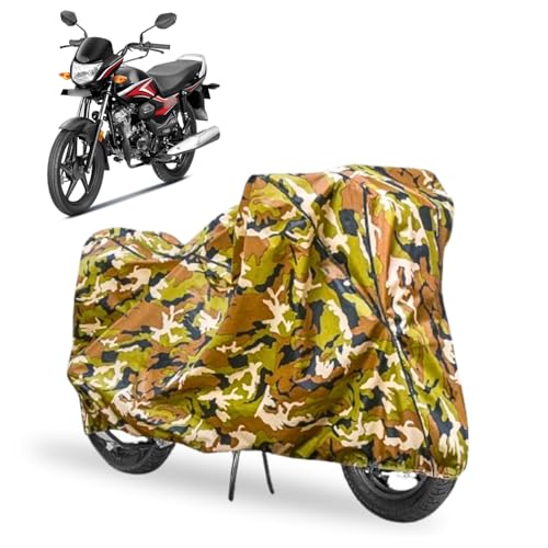 Image of Waterproof Bike Cover Compatible with Honda Shine 100 All Weather, UV Heat Resistant, Dustproof, Triple Stitched, Windproof Elastic Bottom