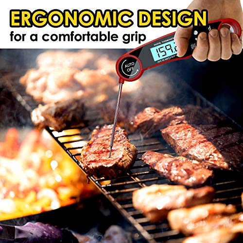 Meat Thermometer, Digital Meat Thermometer Instant Read 2 Pack, SOQOOL Instant Read Thermometer for Kitchen Cooking Food Candy Oil Deep Fry Outdoor BBQ Grill Smoker, Ultra Fast and Waterproof