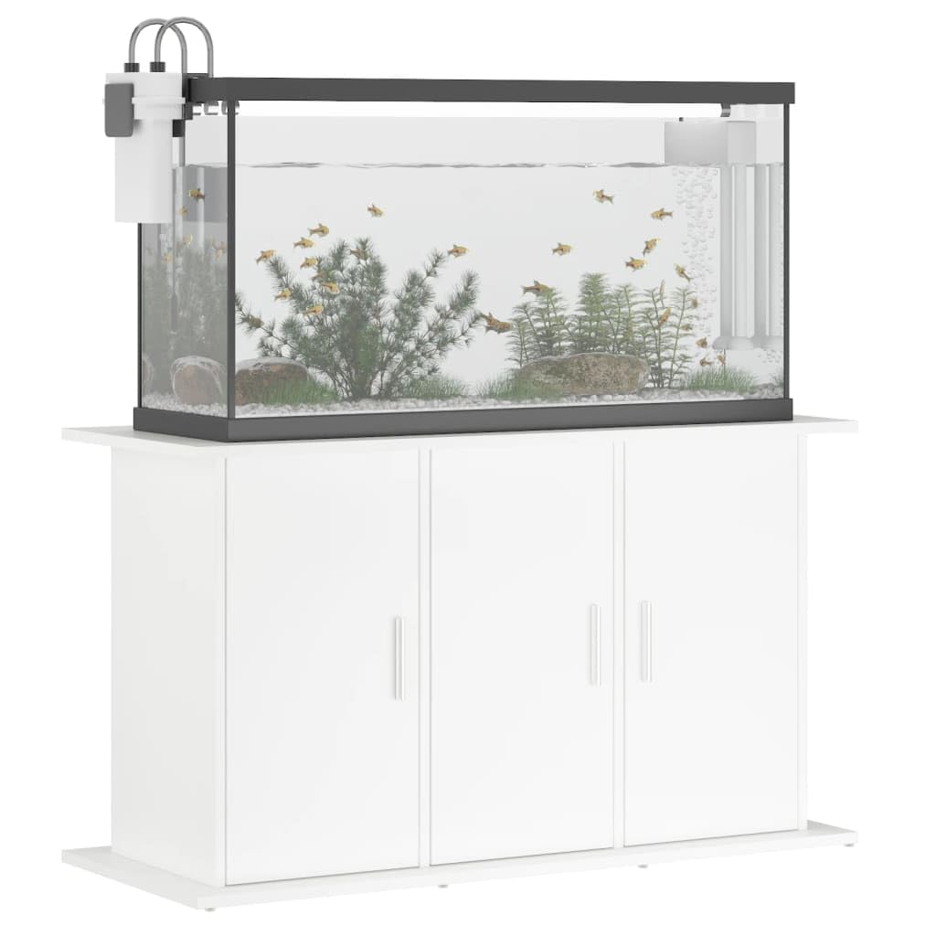 Soporte para acuario, material de madera blanca, 101 x 41 x 58 cm, con espacio de almacenamiento y puertas, armario inferior estable para accesorios de acuario, estantería y muebles para salón