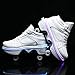 GKZJ 7 Farben LED Wiederaufladbare Kinder-Rollschuhschuhe 2-in-1-Mehrzweckschuhe Wanderschuhe,White-36