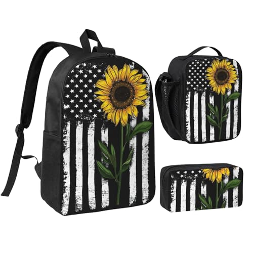 Sac à dos d'école tournesol EdWal avec boîte à déjeuner et trousse pour fille