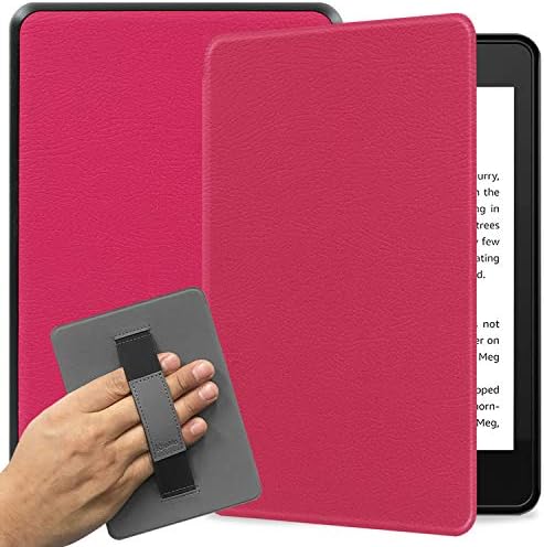 KHOMO Kindle Paperwhite Case 10th Generation 2018, Smart Shell Cover with Auto Sleep Wake Feature and Hand Strap - Hot Pink