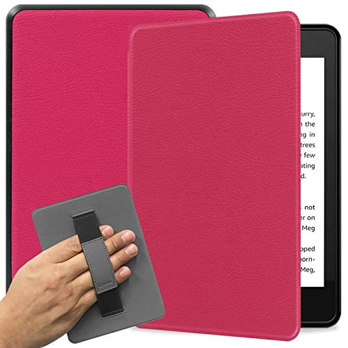 KHOMO Kindle Paperwhite Case 10th Generation 2018, Smart Shell Cover with Auto Sleep Wake Feature and Hand Strap - Hot Pink