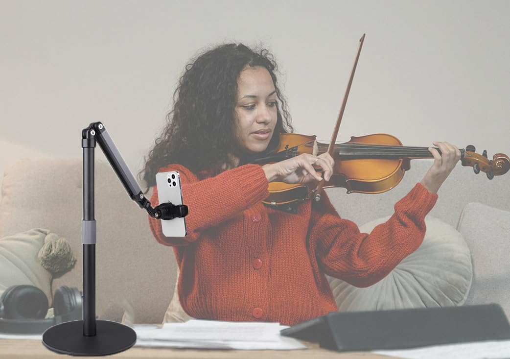 Soporte de teléfono resistente para grabación de video de escritorio para iPhone, con brazo de extensión, giro de 360°, para filmación, reuniones, cocina, pintura y manualidades
