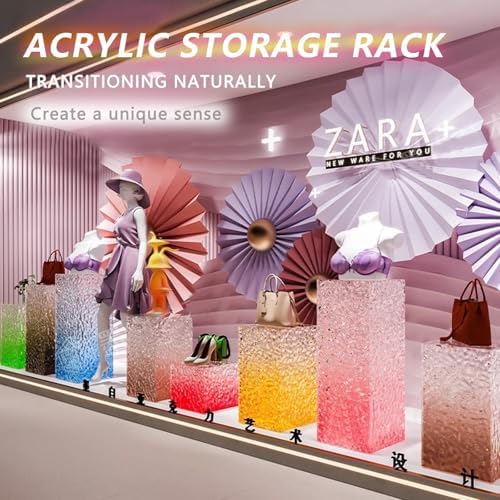 Colorful Gradient Acrylic Display Stands - Textured Risers for Retail & Exhibitions, Elevate Displays with Stylish Purple Cubes (40x40x30cm/16x16x12)