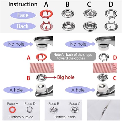 Image of TAWZIX Snap Buttons Kit - 100 Sets 9.5 mm Metal Snap Fasteners in 10 Colours with Hand Pliers Tool, Five‑Claw Copper Buckles for Sewing, DIY Crafts, Baby Clothes, Hats, Bibs & Rompers (Multicolour) - DIY Snap Fastener Kit, Metal Press‑Studs & Hand Pliers Set, Sewing Accessories, Craft Supplies
