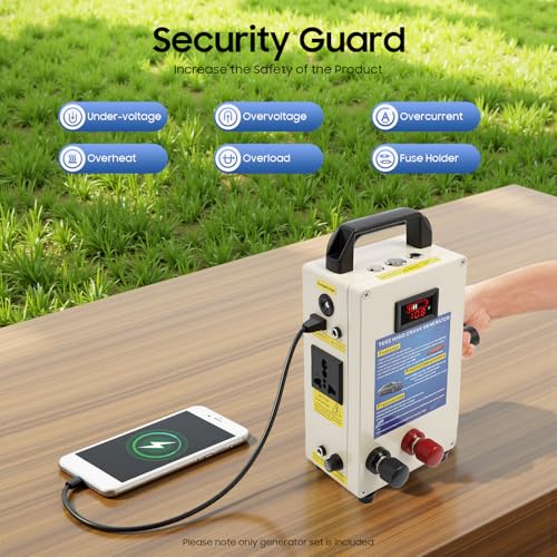 Generador portátil de manivela AOOCHU NYZC138 para suministro de energía de emergencia 110V beige miniatura 7