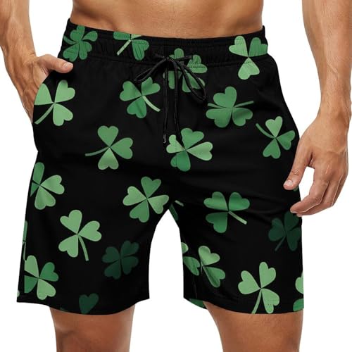 Clovers St. Patrick's Day Shamrocks Mens Swim Trunks Shorts Beach Pants Swimming Trunk Mesh Lining with Pockets - Main Image