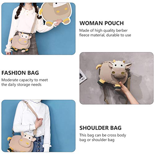 KESYOO Bolsas Crossbody Bolsa de Lona de PelÃºcia Em Forma de Vaca Bolsa de Ombro Casual Bolsa Hobo
