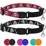 CollarDirect Skull Cat Collar Breakaway with Bell Pack of 2 PCS, Adjustable Kitten Collar for Cats...