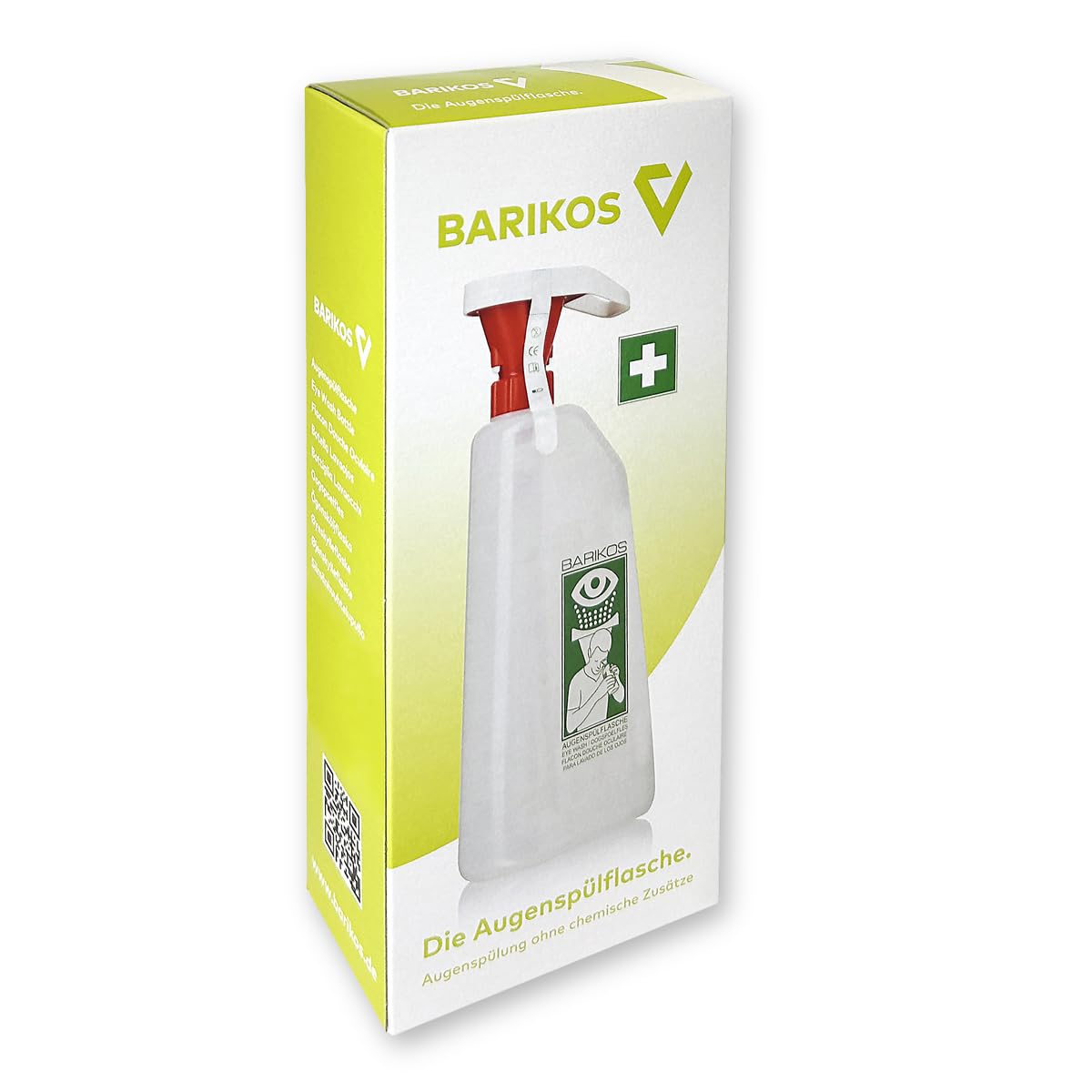 BARIKOS KS - Bottiglia di risciacquo oculare di primo soccorso, 620 ml, per acidi, basi e corpi estranei, pH neutro, ergonomico, certificato DIN EN 15154-4