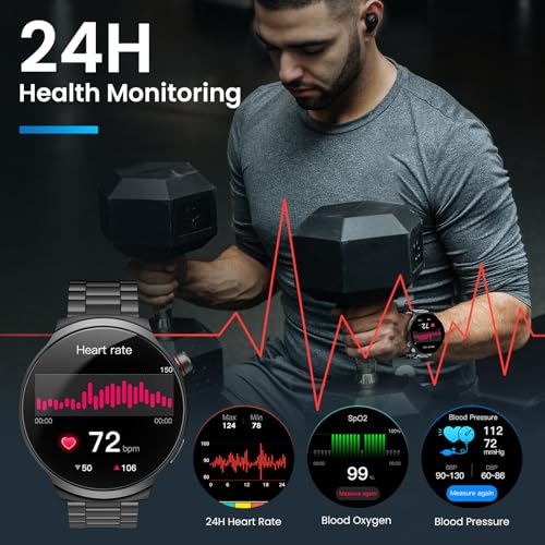 Image of AMAZTIM Smart Watch for Men, 1.85 inch Large Display, 40-Day Daily Use Battery, Answer /Make Calls, 100+ Sports Modes, Compatible Android & iOS (Includes Steel Strap & Charging Dock)