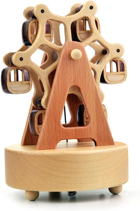BinkeGG Play [ My Heart Will Go On ] Wooden Wind up Ferris Wheel Music Box with Sankyo Musical Movement