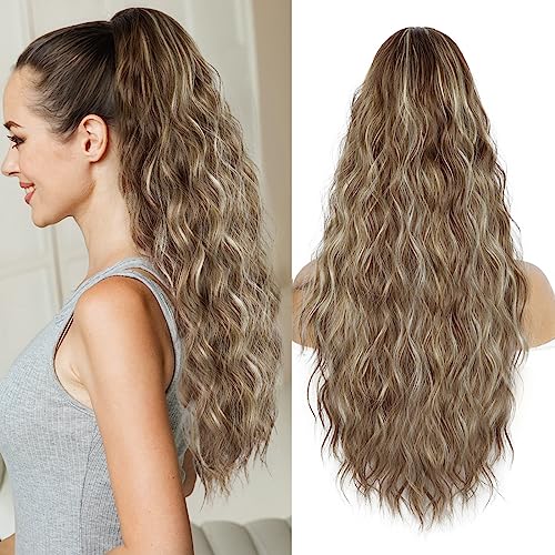 26 Inch Ponytail Extension, Synthetic Long Hair Pieces for Women Soft Natural Pony Tails Extensions
