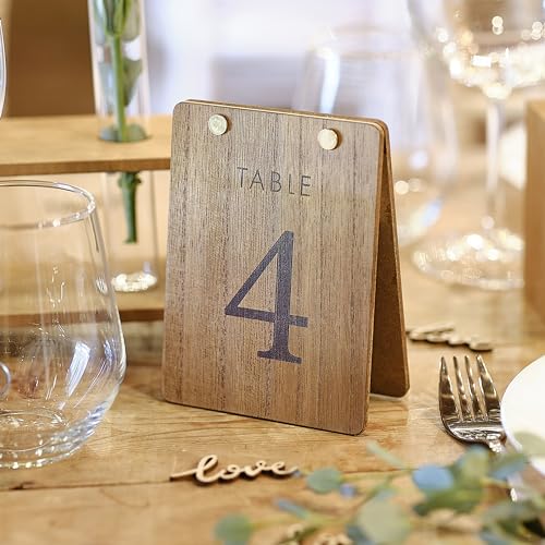 Ginger Ray Rustikale Tischnummern in Zeltform aus Holz für Hochzeiten, Tischdekorationen, 12 Stück, Neutral Ginger Ray Rustikale Tischnummern in Zeltform aus Holz für Hochzeiten, Tischdekorationen, 12 Stück, Neutral