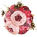 Luyue Vintage Artificial Peony Silk Flowers Bouquet Home Wedding Decoration (Dark Pink Bud)