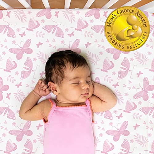 The Peanutshell Pink Butterfly Crib Sheet Set For Baby Girls, 4 Pack #TOP1