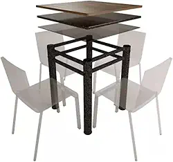 Base Quadrada Para Mesa Jantar Vidro Pedra Madeira 75x75cmb4 Cor:Texturizado