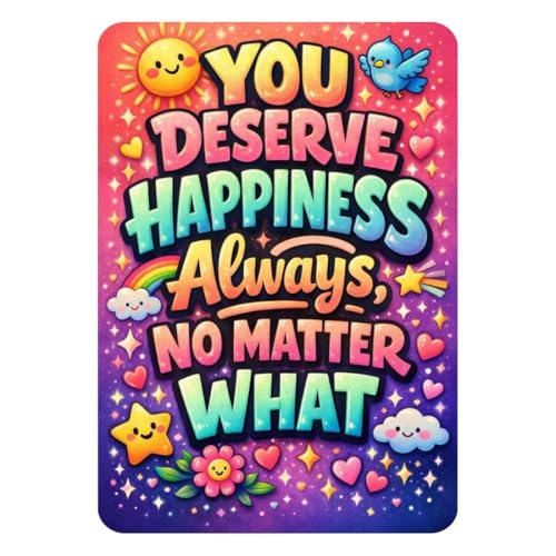 Image of Zesta Bathroom Decor Items Washroom Decor Tin Sign | Aesthetic Posters Wall Poster for Bedroom | Magnetic Cafe Decoration Items / Restaurant Decorations Items | Quirky Home Decor Bar Accent (You Deserve Happiness)