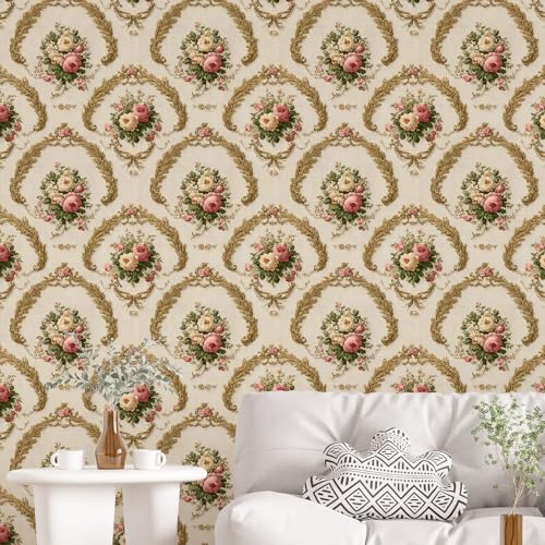 Image of PAPER PLANE DESIGN Vintage Floral Vinyl Self Adhesive Wallpaper Peel & Stick, Waterproof, Stain-Proof & Easy to Clean | 16 in X 90 in, Decor for Bedroom, Hallway, Living Room (B)
