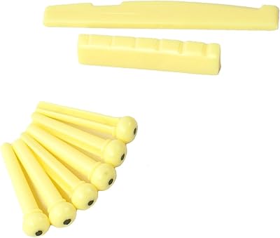 Acoustic Guitar Saddle/Bridge Pins/Nut Combo Set,Aged Ivory Color