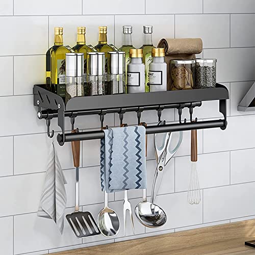 Senhill Especiero con 8 Ganchos Removibles y Varillas Especiero Cocina Pared Estante de Almacenamiento de Especias Para Cocina (40cm) Cover