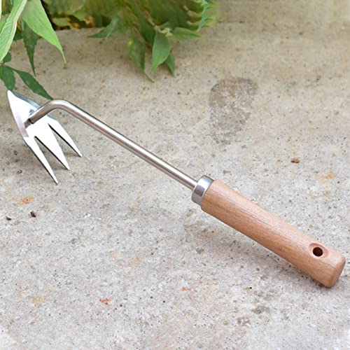 Ougether Garden Weeder Hand Tool,Ergonomic Weeding Tools,Stainless Steel Base Easy Weed Removal And Deeper Digging For Planting And Weeding V (Beech Handle) #TOP4