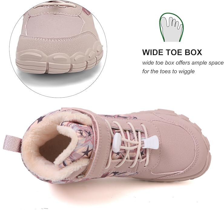 Unisex Invierno Zapatillas Descalzas Niños,Kids Mid Trekking Shoes con Forrados Caliente,Zapatos de Trekking Barefoot Minimalistas Sneakers,Antideslizante Ligeras Gr.26-36EU