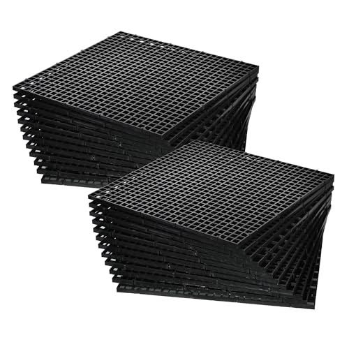 ALEGI 24 Pcs Aquarium Fish Tank Divider Plastic Egg Crate Aquarium Filter Bottom Tray Grid Isolation Board Partition Net Pane Separator (L 24pcs Black)