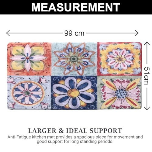 Image of Luxe Home Cuba PVC Door Mats Loop Utillity Anti Fatigue - Mosaic - Cushioned, Non Slip, Washable - Indoor Outdoor Mats for Home, Kitchen, Garage More (51x99 cm)