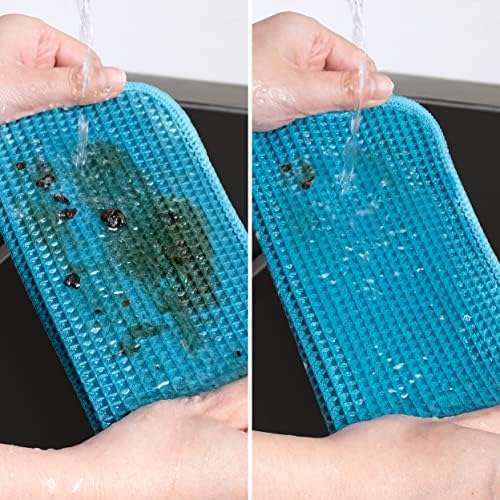POLYTE Ultra Premium Microfibre Kitchen Dish Cloth Waffle Weave, 8 Pack (30x30 cm, Multi)