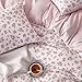 Wake In Cloud - Floral Comforter Set, Coquette Cottagecore Aesthetic Flower Shabby Chic Pattern for Women Teen Girls, Soft Lightweight Bedding, 3 Pieces, Pink, Queen Size