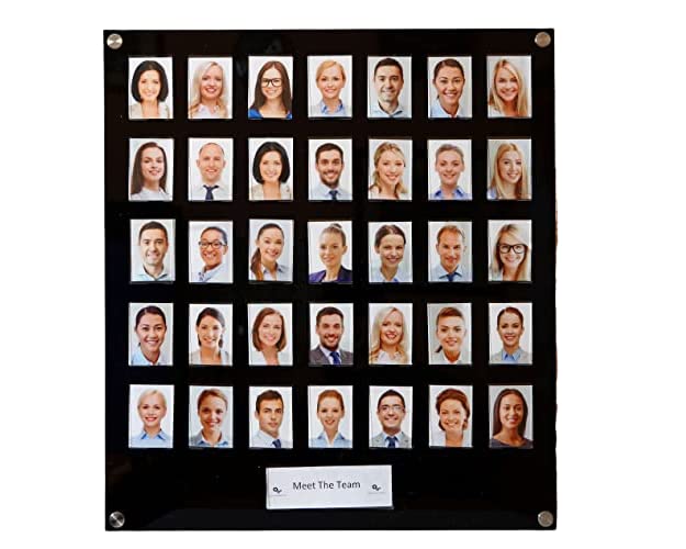 Get Acrylic Photo Frames - Black 35 Pocket Image Staff, Student, Employee Display Board With Pocket Header. 605mm Height x 544mm Width (60.5cm x 54.4cm) — image 1