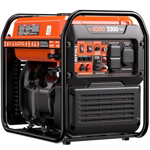 Inverter Generator 4200W, Portable Generator Gas Powered with Long Runtime, CO Sensor, Low Oil...