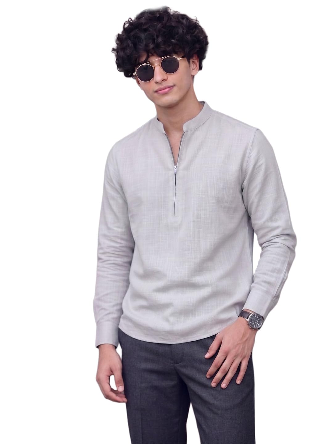 ray light Color Short Kurta for Men and Boys.-picture-10