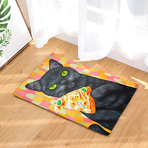 Lihan Lavable Alfombra de Piso de Cocina Gato Diseño Alfombra de Franela Antideslizante Alfombra Tapetes de Puerta Súper Absorbente felpudos, gato8 40 * 60cm/16 * 24inch