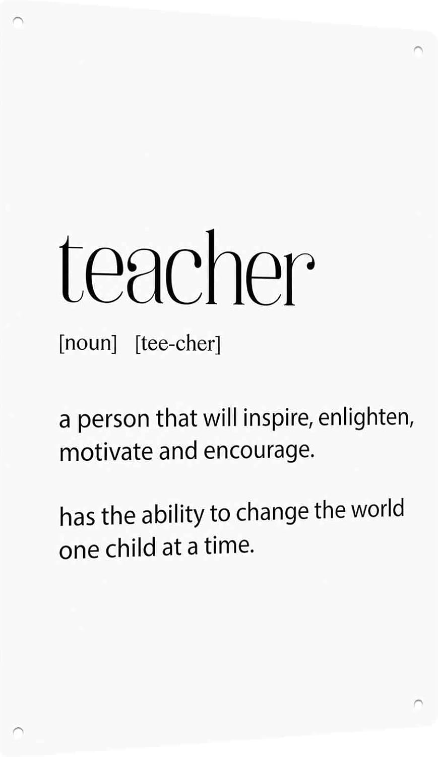 Teacher Definition Wall Decor 8X12 Inch Aluminum Metal Sign, Funny Quote Home Living Room Classroom Office for Teachers