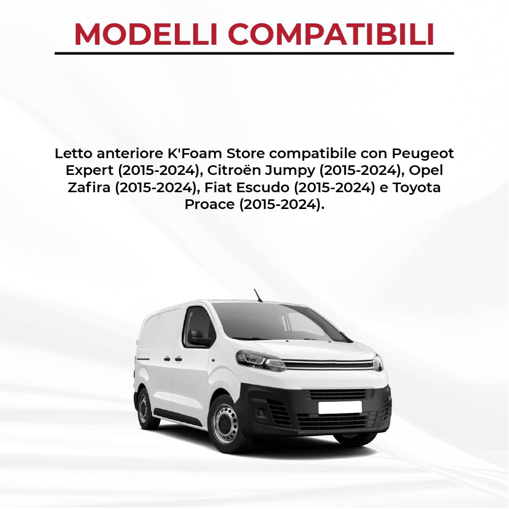 Materasso Pieghevole Camper Peugeot Traveller, Citroen Jumpy SpaceTourer, Toyota Proace II (+2016) Letto Anteriore Colore Grigio
