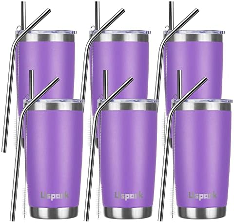 UsparkMC 20oz 550ml Tumbler Stainless Steel with Lid and Straw,Double Wall Vacuum Insulated Coffee Travel Mug for Hot & Cold,Reusable Cup,BPA Free