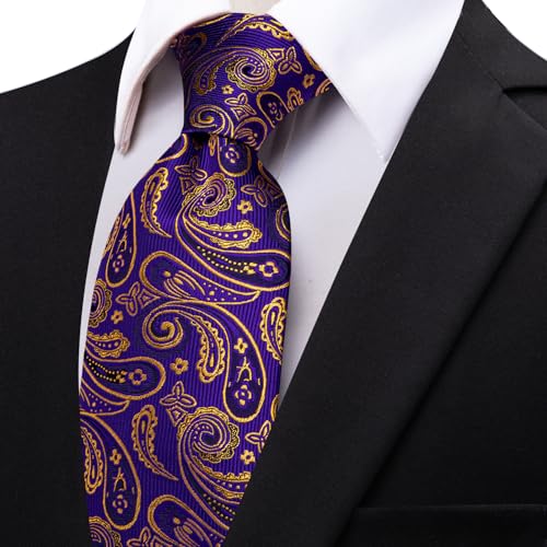 Image of YourTies Paisley Men's Necktie Woven Silk Floral Ties for Men Designer Formal Business Party Wedding
